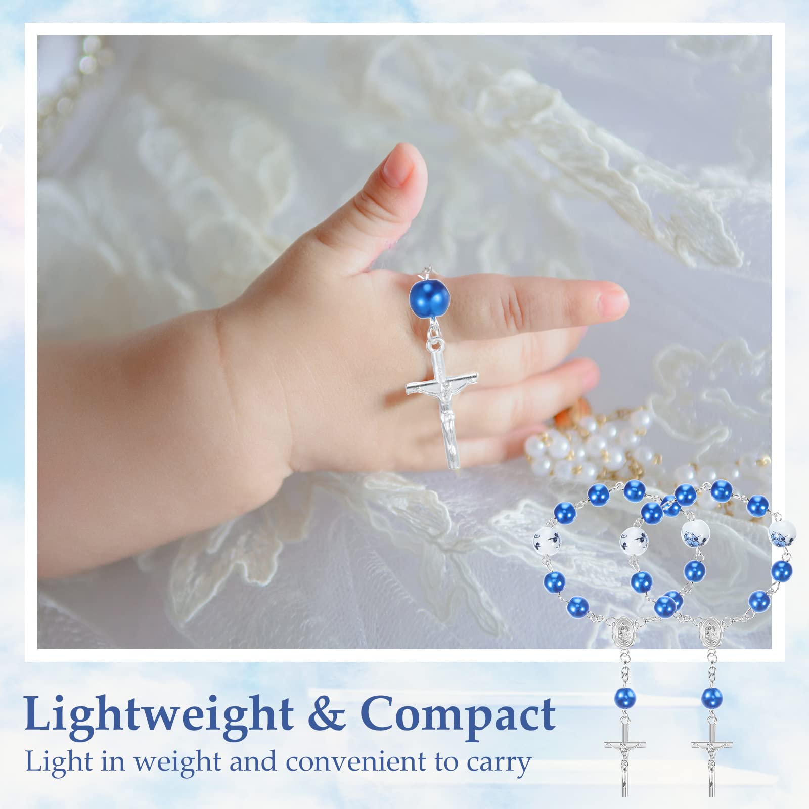 100 Pcs Baptism Favors Set Includes 25 Pcs Mini Rosary 25 Pcs Baptism Favor Boxes 25 Pcs White Organza Bags 25 Pcs Kraft Thank Y